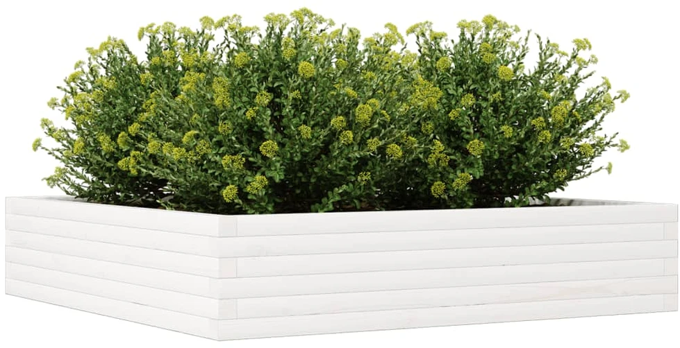 Sodo lovelis, baltas, 110x110x23cm, pušies medienos masyvas