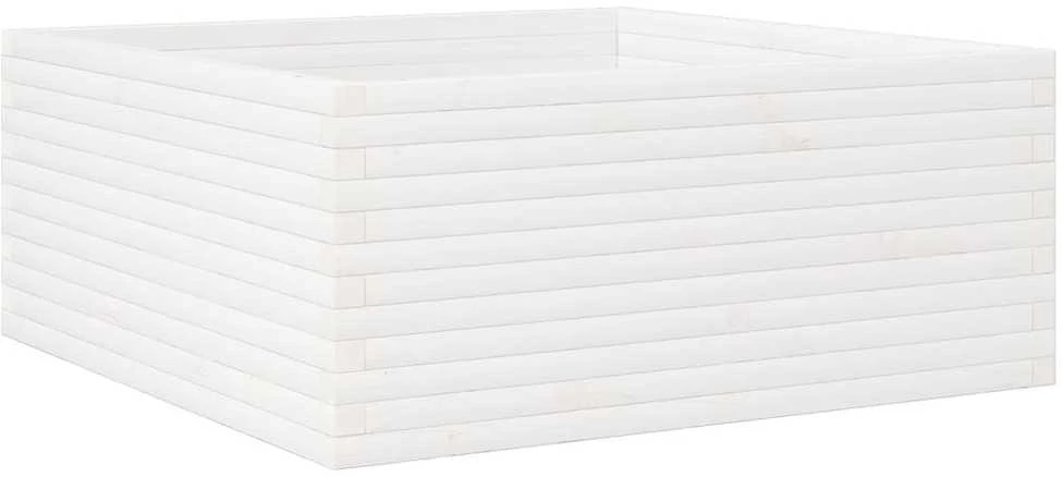 Sodo lovelis, baltas, 110x110x46cm, pušies medienos masyvas
