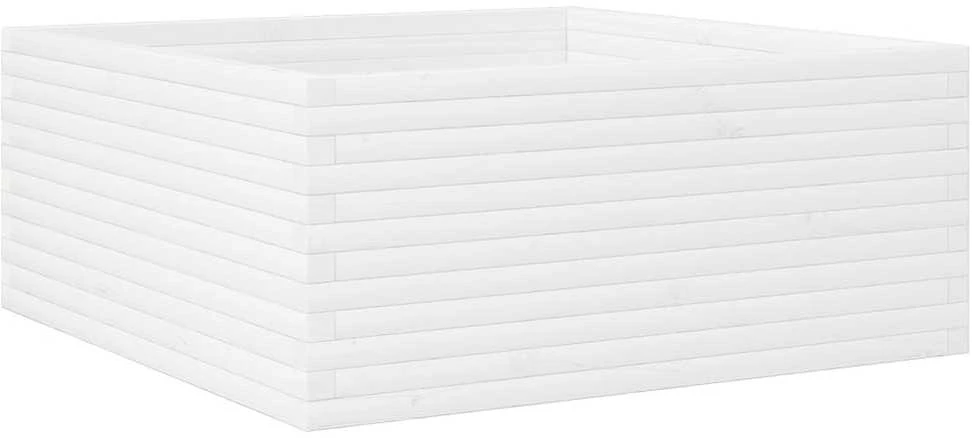 Sodo lovelis, baltas, 110x110x46cm, pušies medienos masyvas