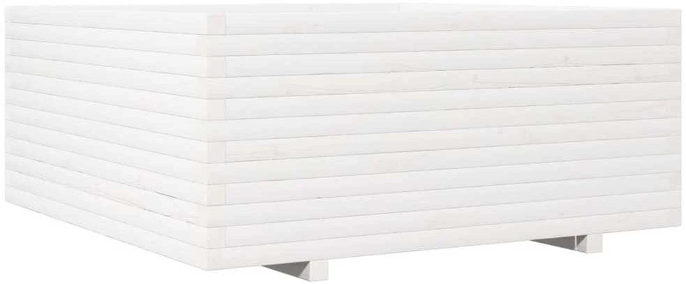 Sodo lovelis, baltas, 110x110x49,5cm, pušies medienos masyvas