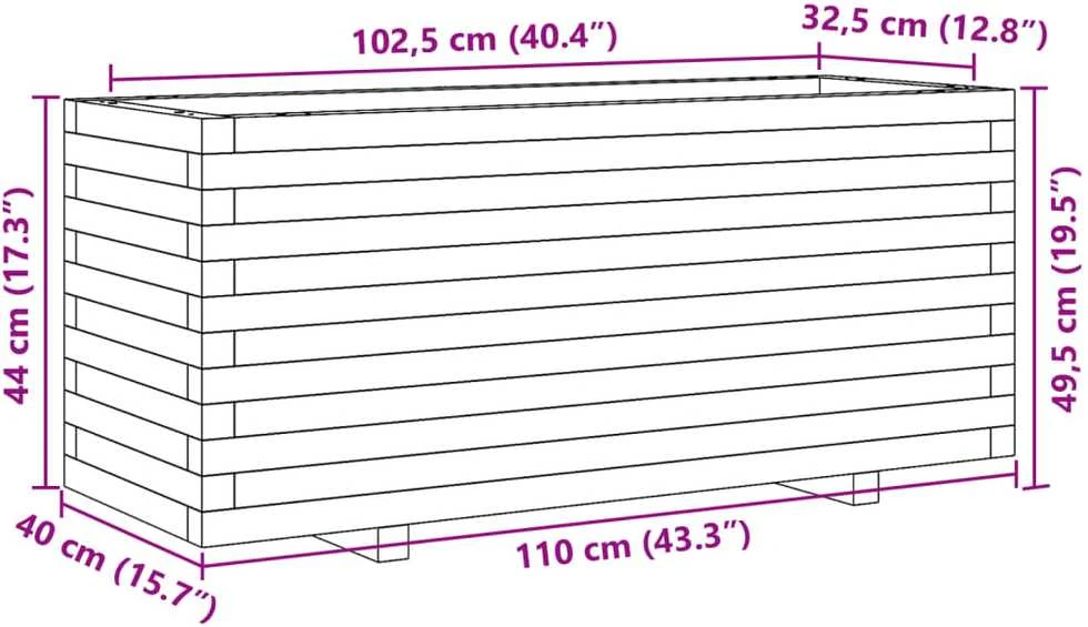 Sodo lovelis, baltas, 110x40x49,5cm, pušies medienos masyvas