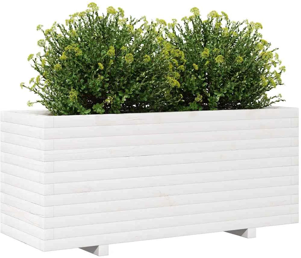 Sodo lovelis, baltas, 110x40x49,5cm, pušies medienos masyvas