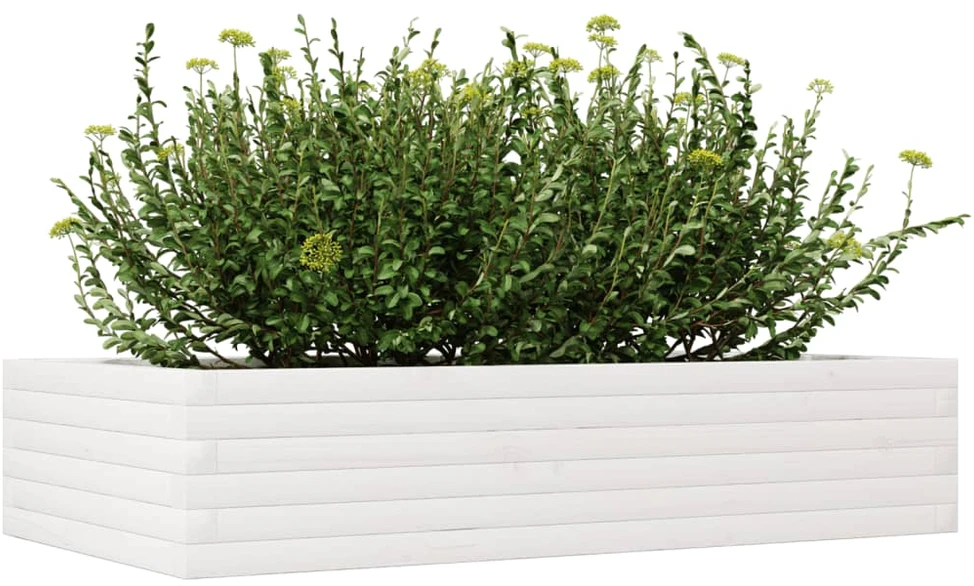 Sodo lovelis, baltas, 110x60x23cm, pušies medienos masyvas