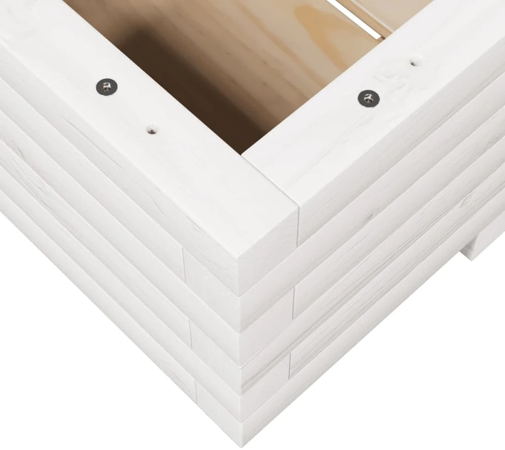 Sodo lovelis, baltas, 110x60x26,5cm, pušies medienos masyvas