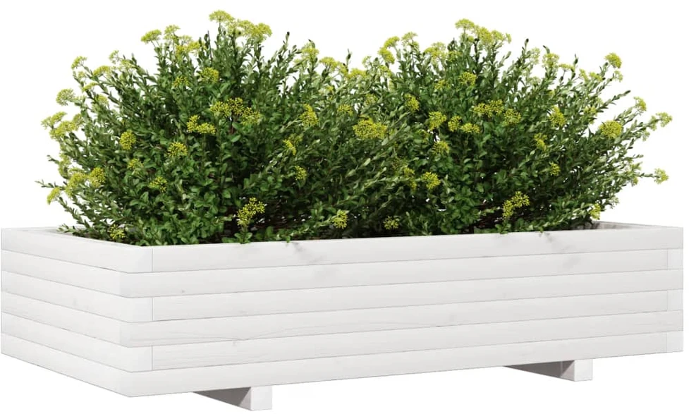 Sodo lovelis, baltas, 110x60x26,5cm, pušies medienos masyvas