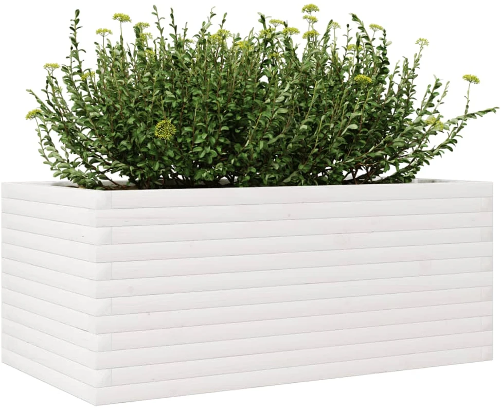 Sodo lovelis, baltas, 110x60x45,5cm, pušies medienos masyvas