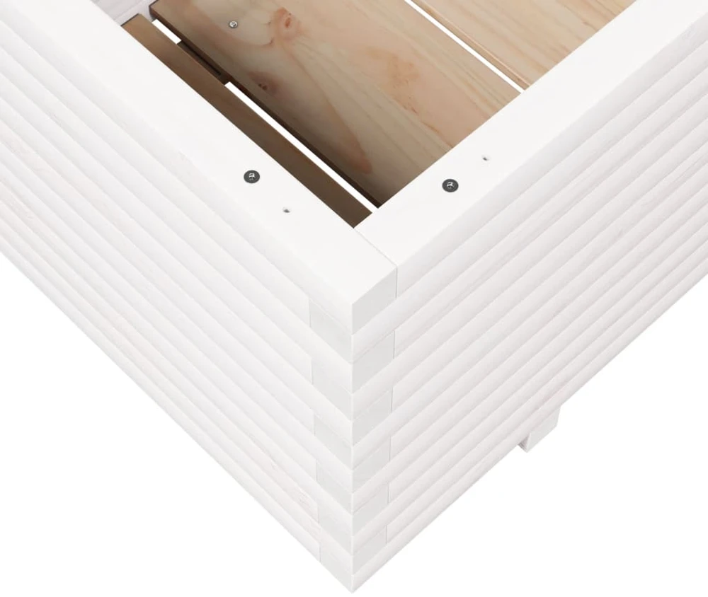 Sodo lovelis, baltas, 110x60x49,5cm, pušies medienos masyvas