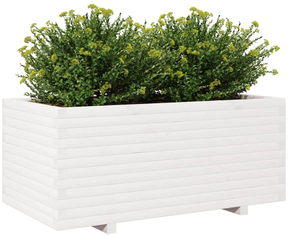Sodo lovelis, baltas, 110x60x49,5cm, pušies medienos masyvas