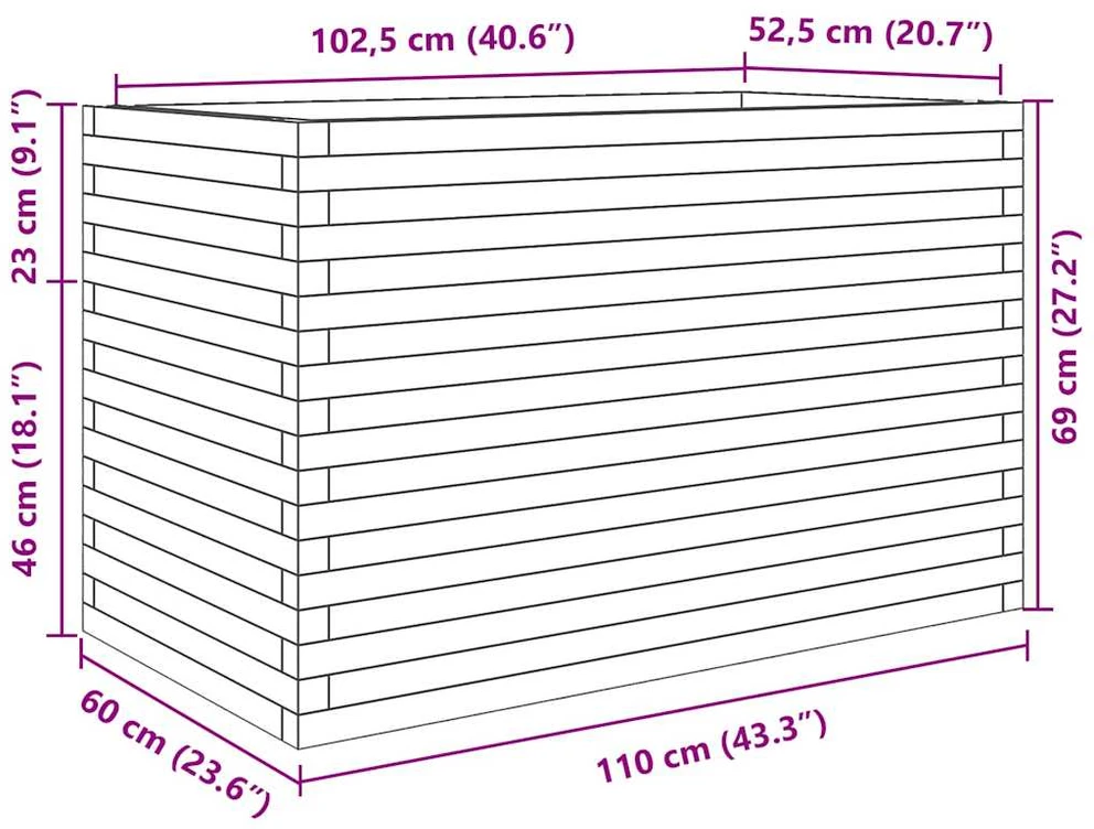 Sodo lovelis, baltas, 110x60x68,5cm, pušies medienos masyvas