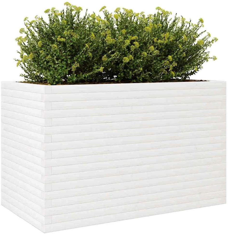 Sodo lovelis, baltas, 110x60x68,5cm, pušies medienos masyvas