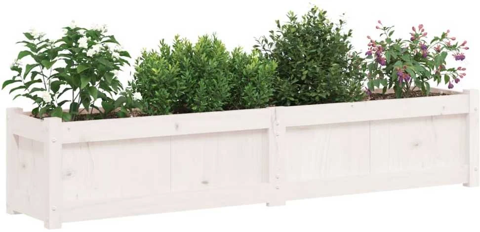 Sodo lovelis, baltas, 150x31x31cm, pušies medienos masyvas