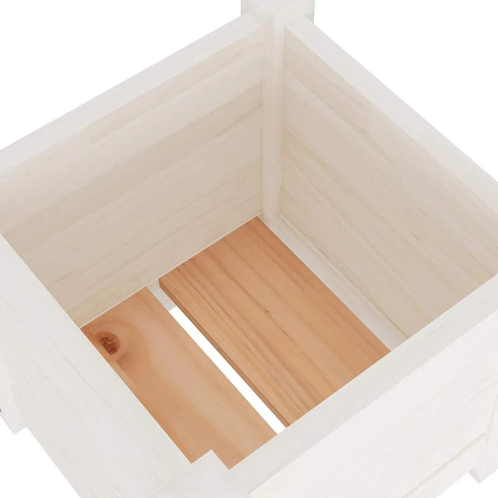 Sodo lovelis, baltas, 31x31x31cm, pušies medienos masyvas