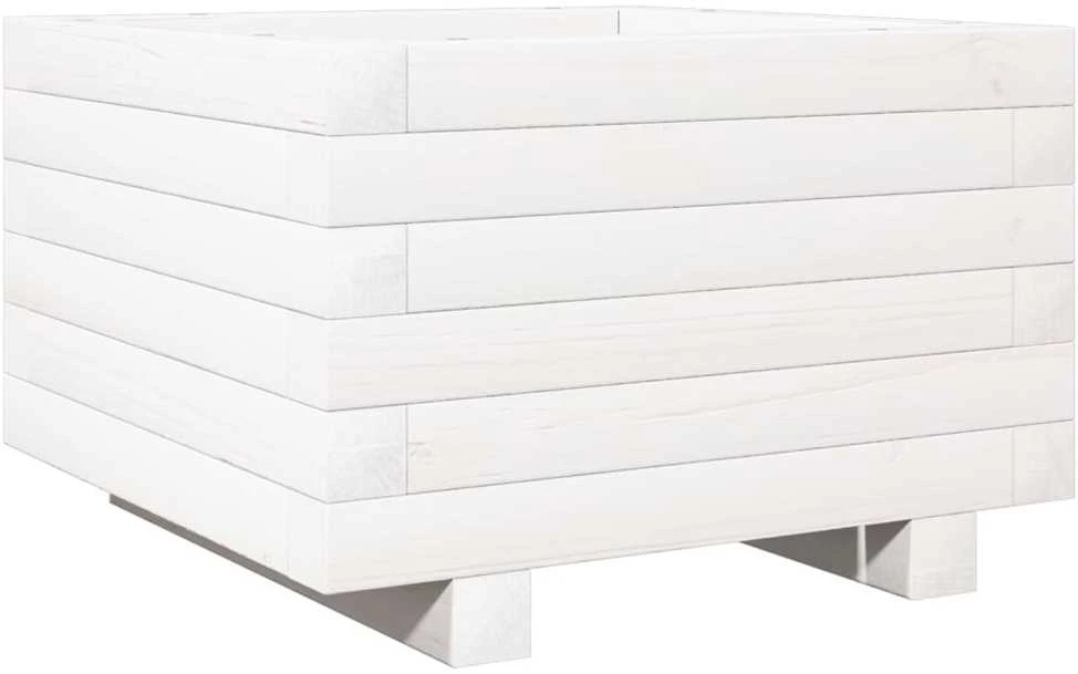 Sodo lovelis, baltas, 40x40x26,5cm, pušies medienos masyvas