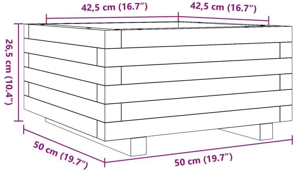 Sodo lovelis, baltas, 50x50x26,5cm, pušies medienos masyvas