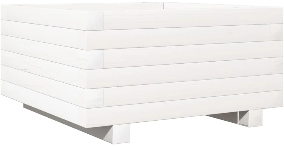 Sodo lovelis, baltas, 50x50x26,5cm, pušies medienos masyvas