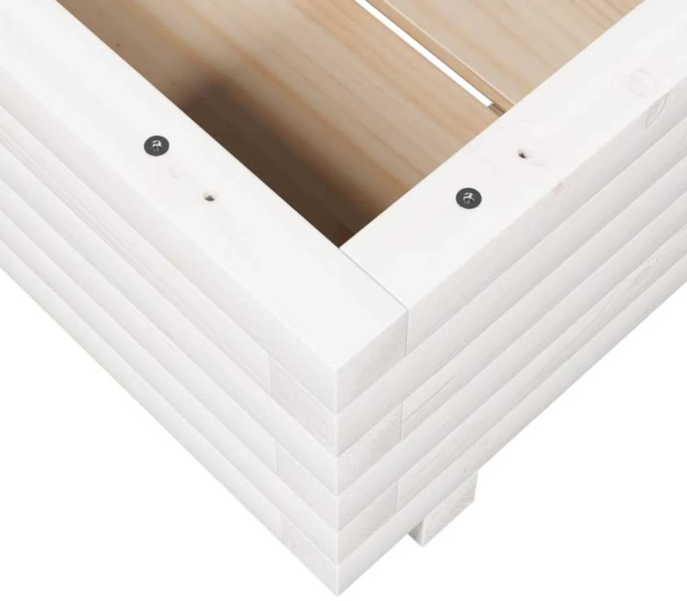 Sodo lovelis, baltas, 50x50x26,5cm, pušies medienos masyvas