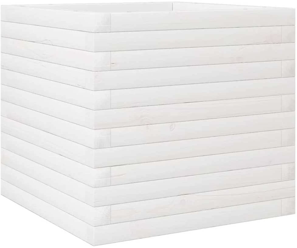 Sodo lovelis, baltas, 50x50x45,5cm, pušies medienos masyvas