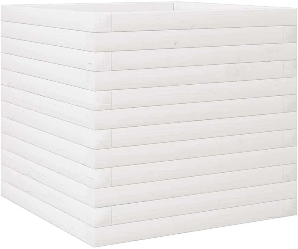 Sodo lovelis, baltas, 50x50x45,5cm, pušies medienos masyvas