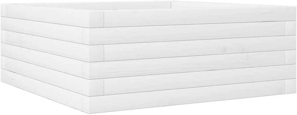 Sodo lovelis, baltas, 60x60x23cm, pušies medienos masyvas
