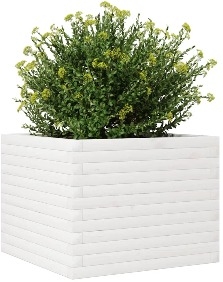 Sodo lovelis, baltas, 60x60x45,5cm, pušies medienos masyvas