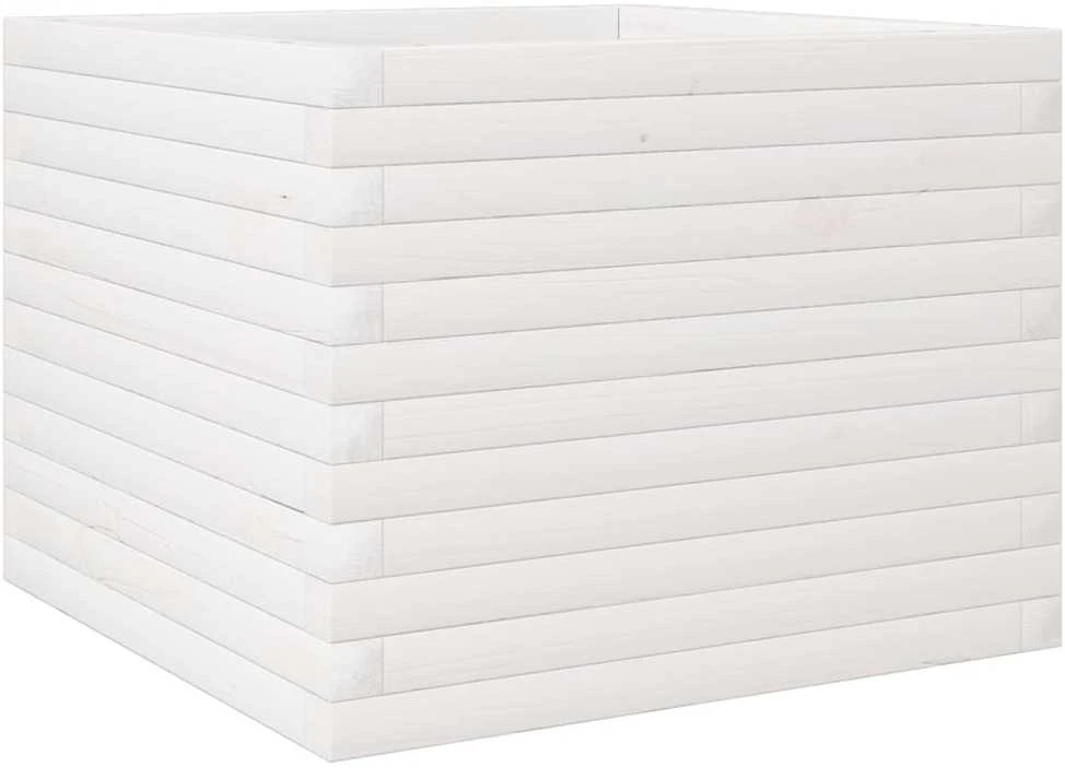 Sodo lovelis, baltas, 60x60x45,5cm, pušies medienos masyvas