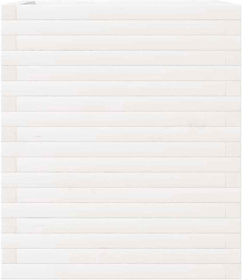 Sodo lovelis, baltas, 60x60x68,5cm, pušies medienos masyvas
