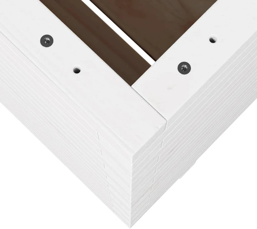 Sodo lovelis, baltas, 60x60x72,5cm, pušies medienos masyvas