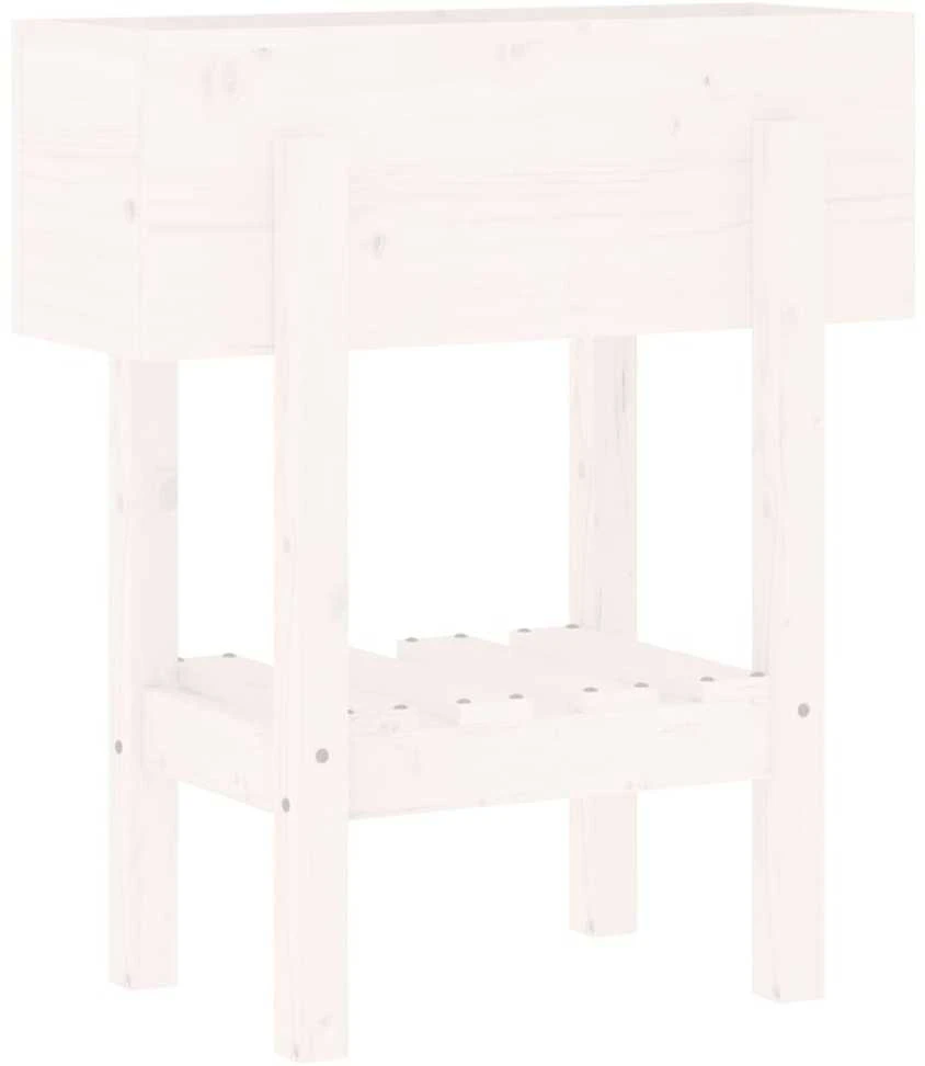 Sodo lovelis, baltas, 62x30x69cm, pušies medienos masyvas