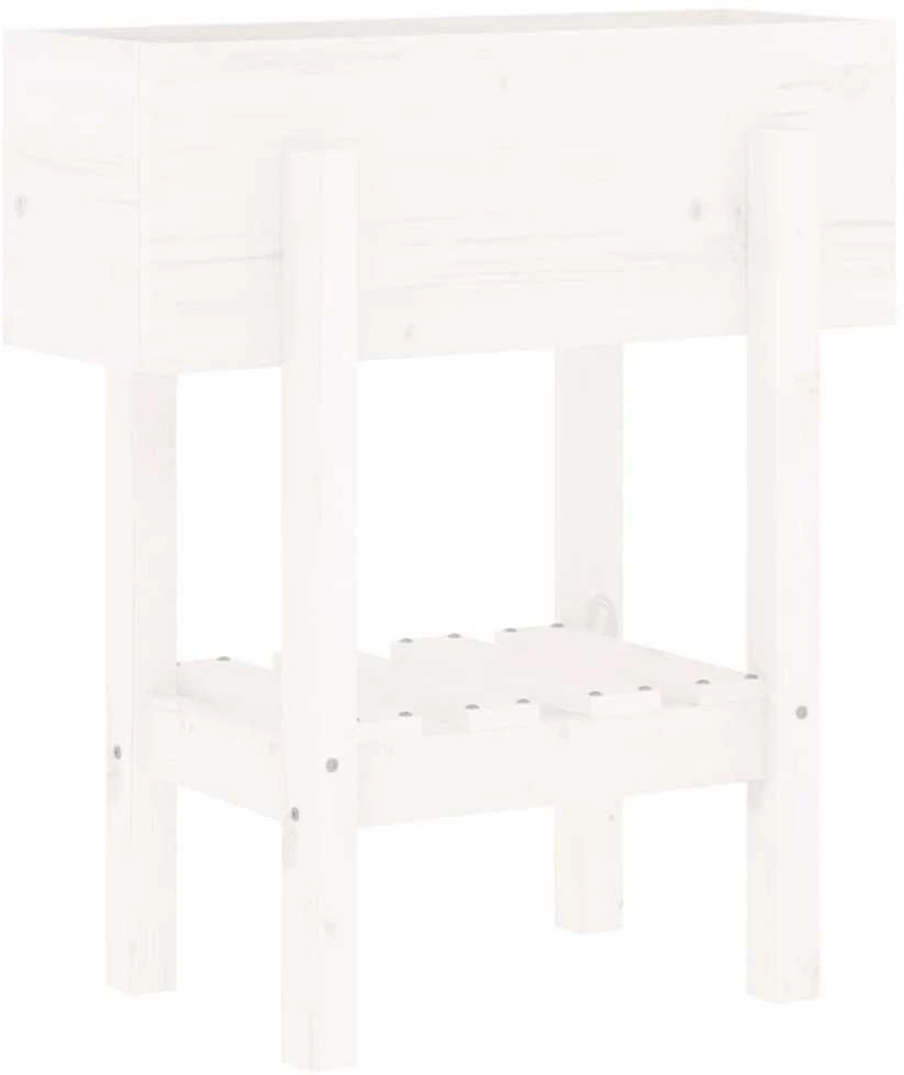 Sodo lovelis, baltas, 62x30x69cm, pušies medienos masyvas