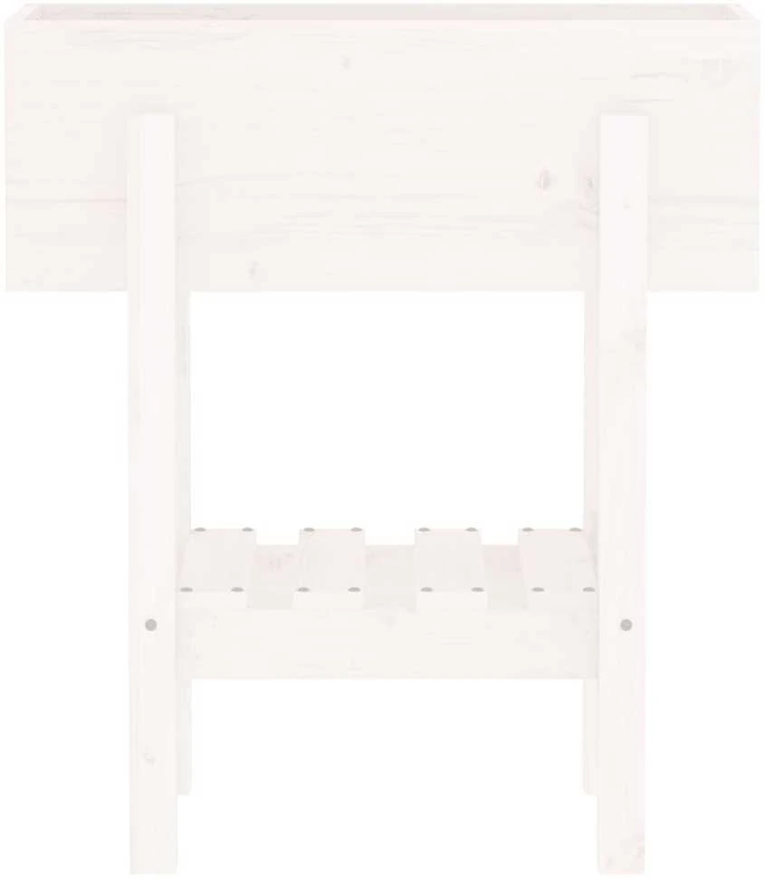 Sodo lovelis, baltas, 62x30x69cm, pušies medienos masyvas