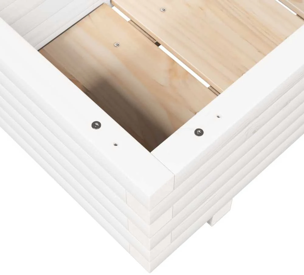 Sodo lovelis, baltas, 70x40x26,5cm, pušies medienos masyvas