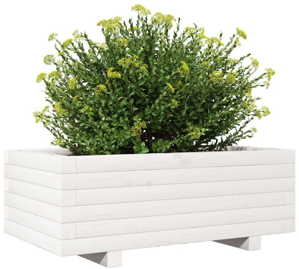 Sodo lovelis, baltas, 70x40x26,5cm, pušies medienos masyvas