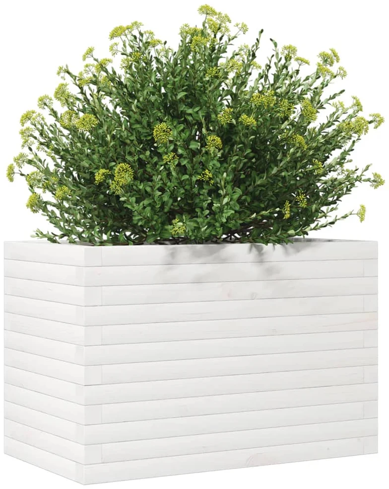 Sodo lovelis, baltas, 70x40x45,5cm, pušies medienos masyvas
