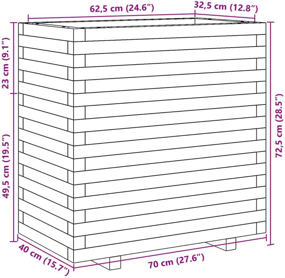 Sodo lovelis, baltas, 70x40x72,5cm, pušies medienos masyvas