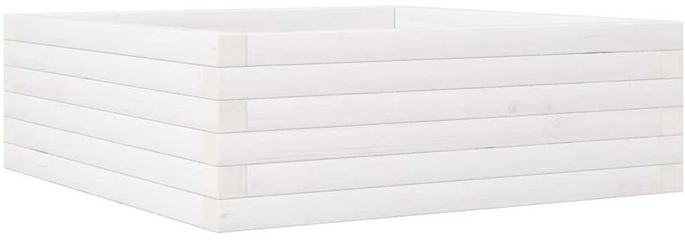 Sodo lovelis, baltas, 70x70x23cm, pušies medienos masyvas