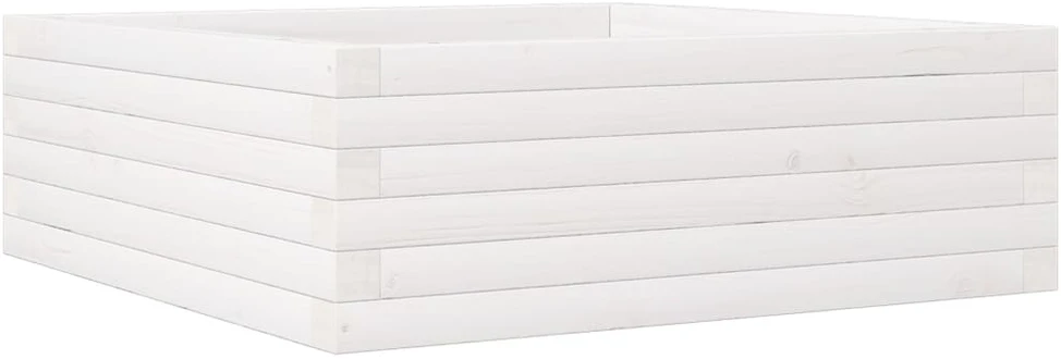 Sodo lovelis, baltas, 70x70x23cm, pušies medienos masyvas
