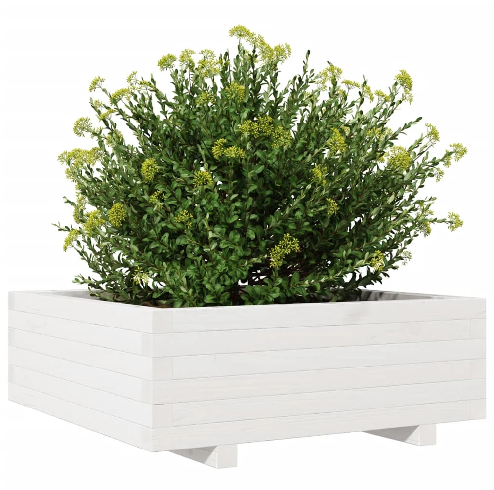 Sodo lovelis, baltas, 70x70x26,5cm, pušies medienos masyvas