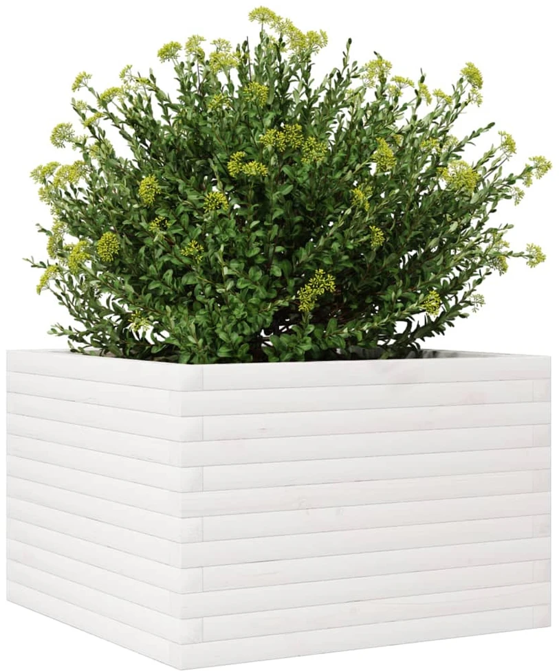 Sodo lovelis, baltas, 70x70x45,5cm, pušies medienos masyvas