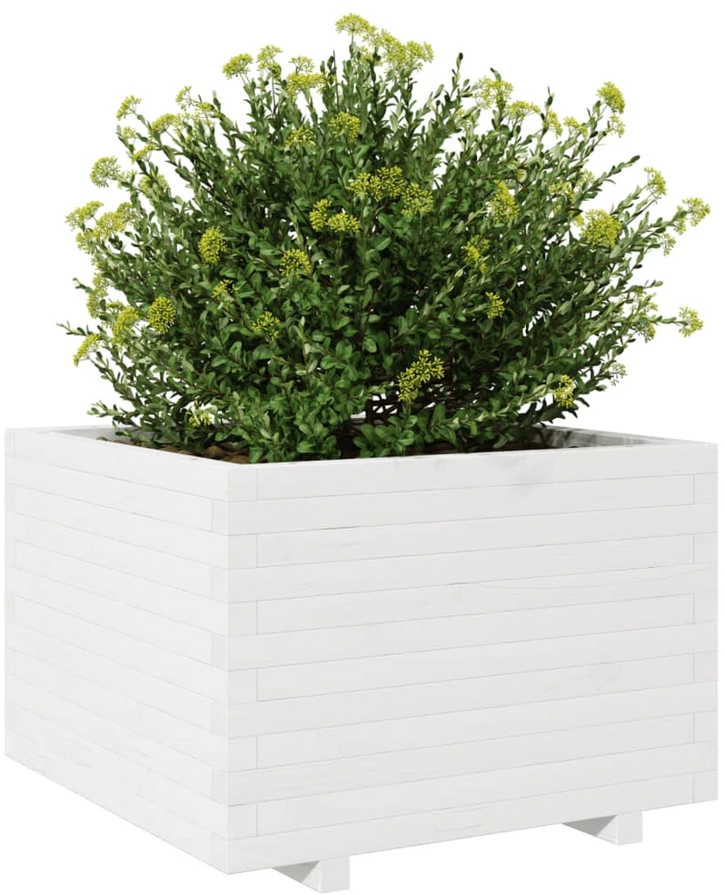 Sodo lovelis, baltas, 70x70x49,5cm, pušies medienos masyvas