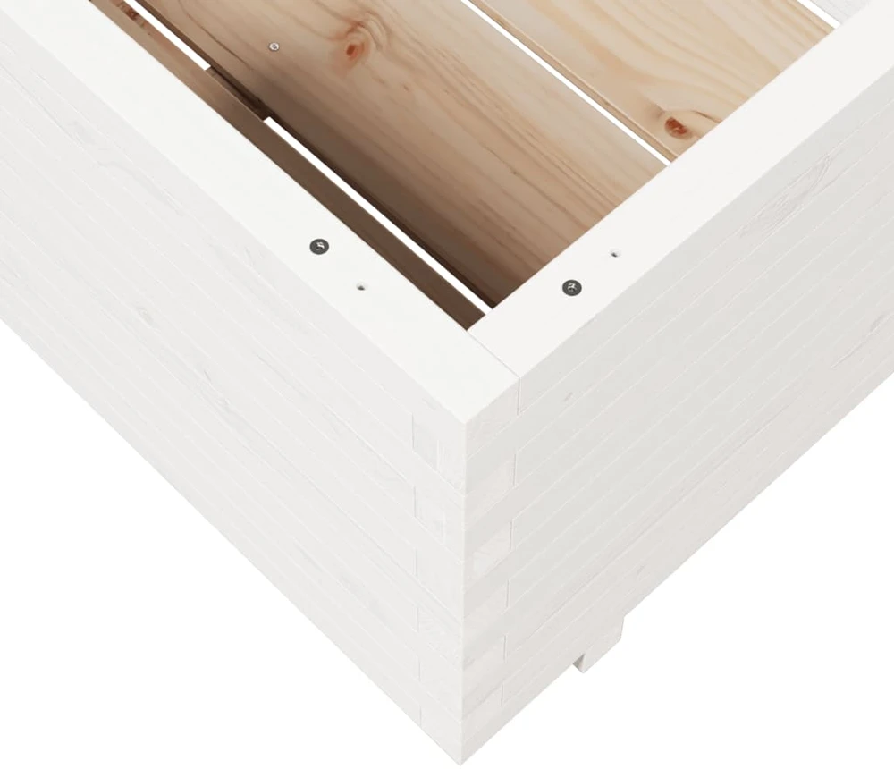 Sodo lovelis, baltas, 70x70x49,5cm, pušies medienos masyvas