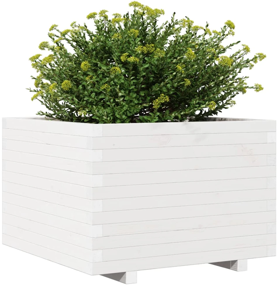 Sodo lovelis, baltas, 70x70x49,5cm, pušies medienos masyvas