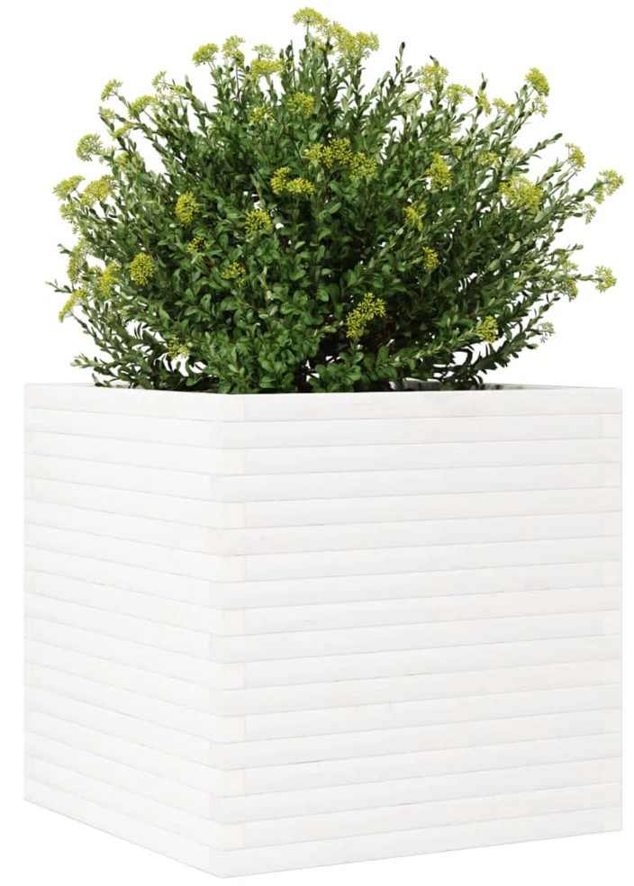 Sodo lovelis, baltas, 70x70x68,5cm, pušies medienos masyvas