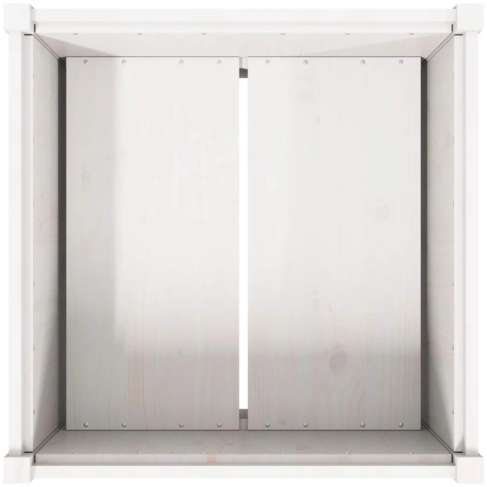 Sodo lovelis, baltas, 70x70x70cm, pušies medienos masyvas