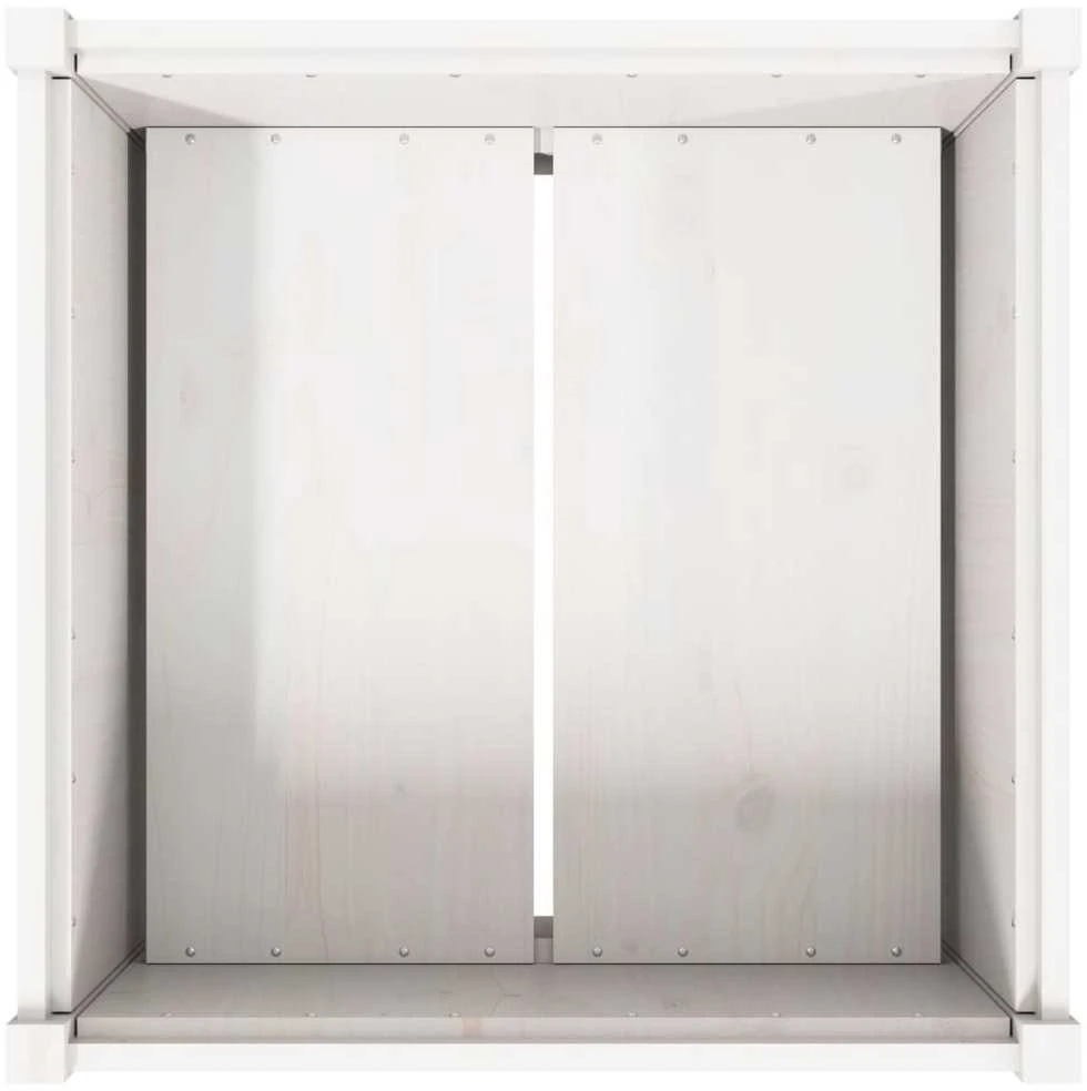 Sodo lovelis, baltas, 70x70x70cm, pušies medienos masyvas