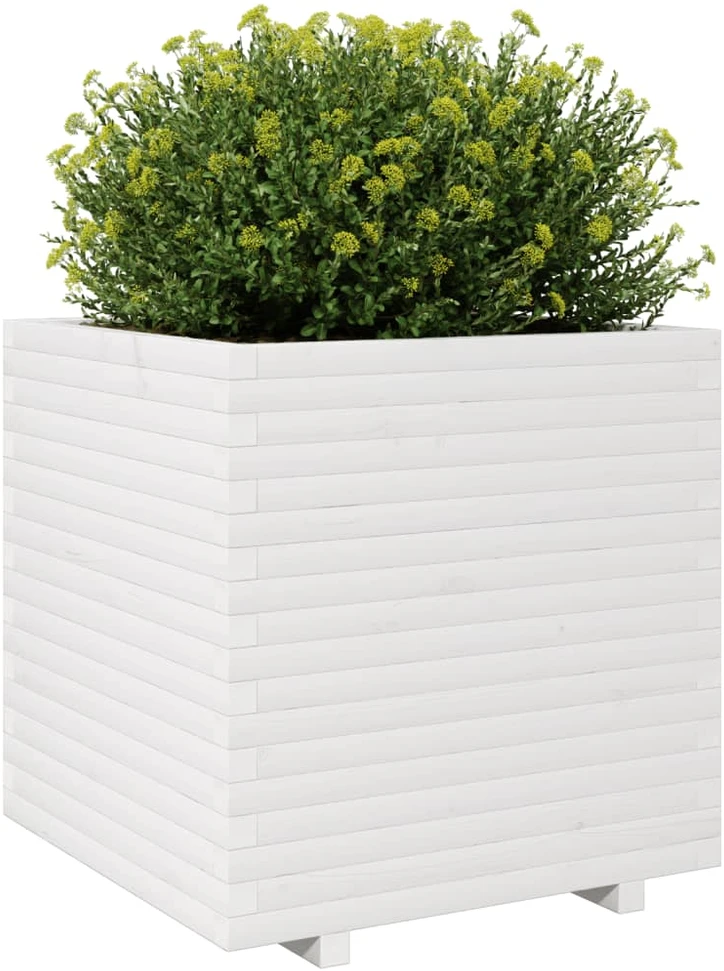 Sodo lovelis, baltas, 70x70x72,5cm, pušies medienos masyvas