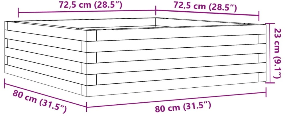 Sodo lovelis, baltas, 80x80x23cm, pušies medienos masyvas