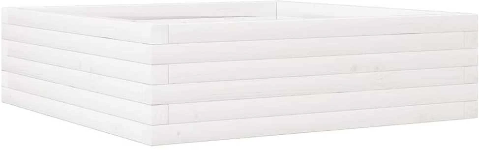 Sodo lovelis, baltas, 80x80x23cm, pušies medienos masyvas