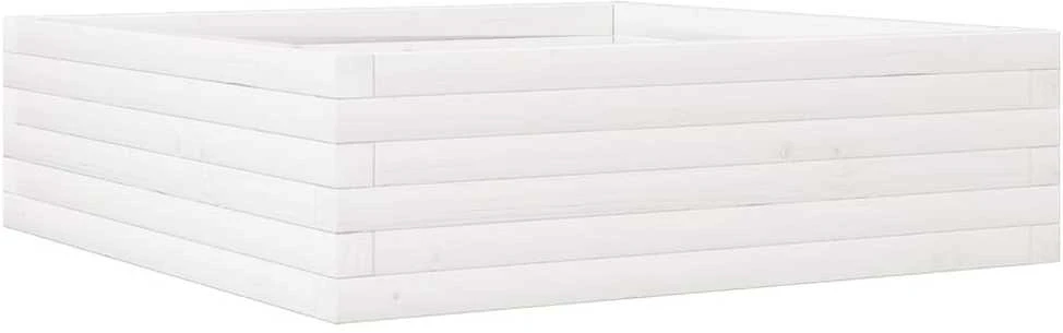 Sodo lovelis, baltas, 80x80x23cm, pušies medienos masyvas