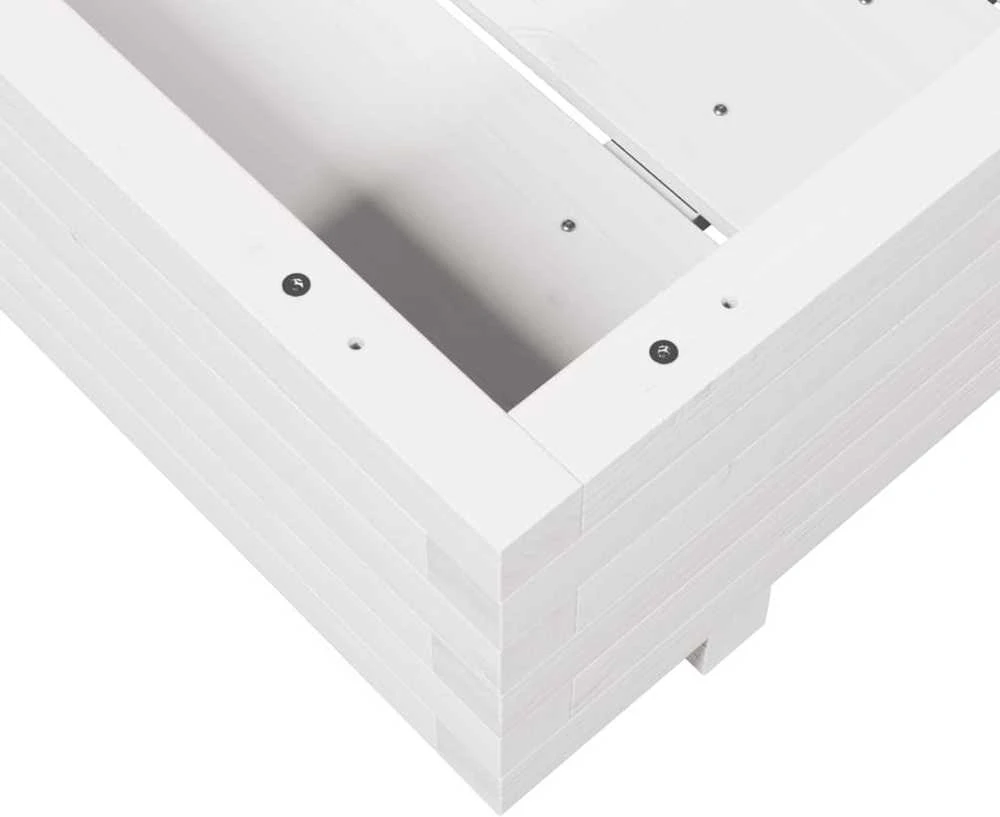 Sodo lovelis, baltas, 80x80x26,5cm, pušies medienos masyvas