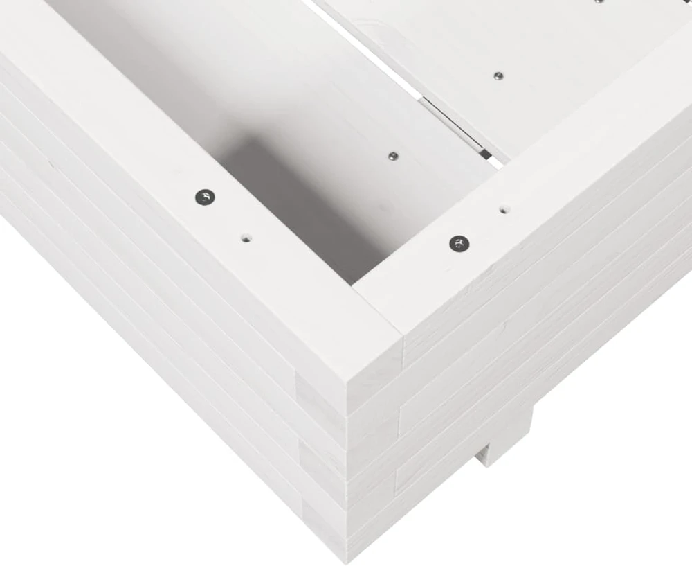 Sodo lovelis, baltas, 80x80x26,5cm, pušies medienos masyvas